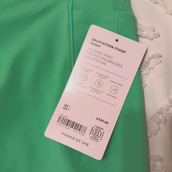 Athleta Green High-Waisted Super Fun Leggings - Picture 2 of 4